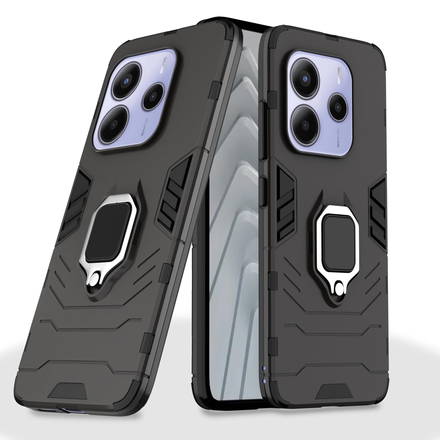 Pikkme black D5 Tough Armor back cover for Redmi Note 14 5G