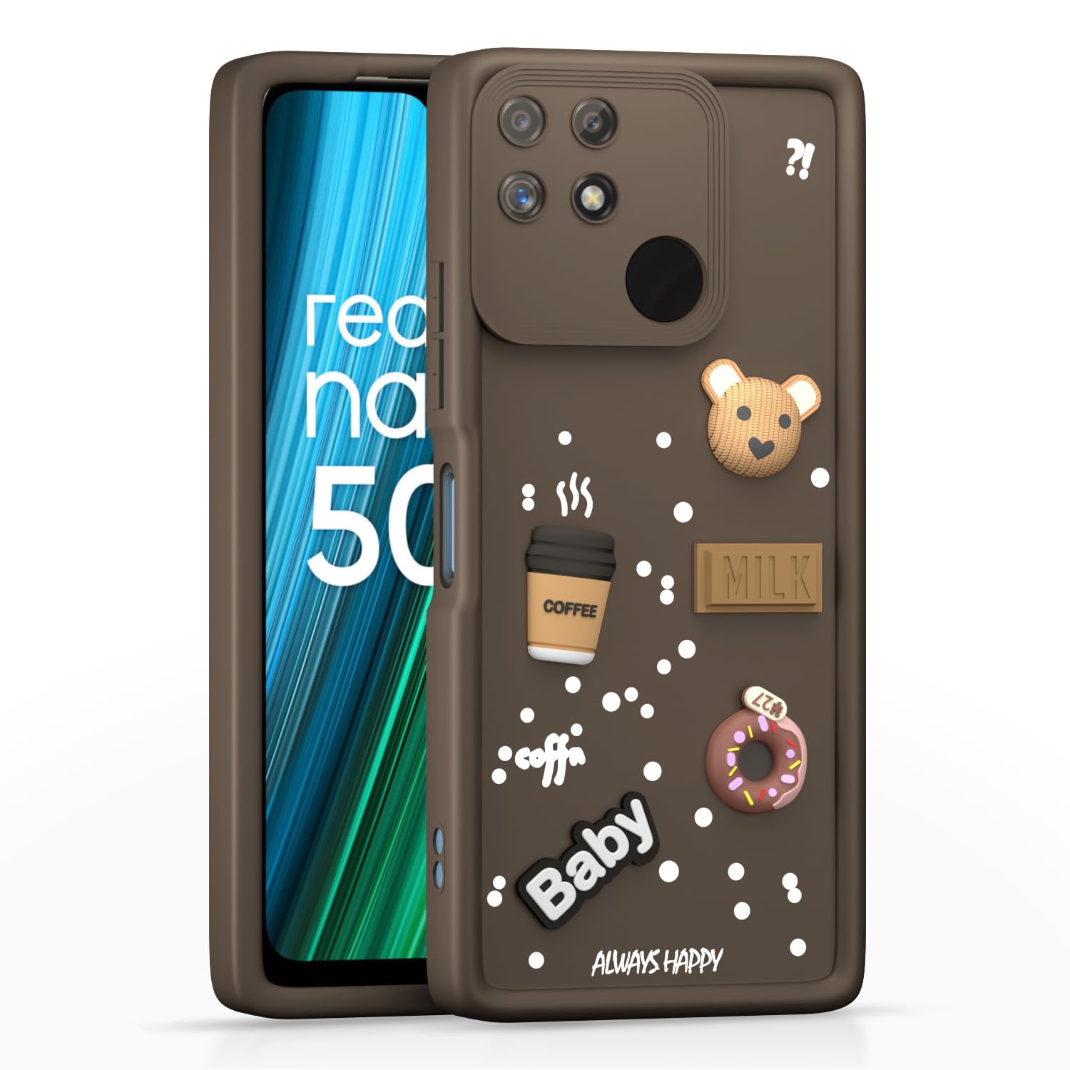 Brown phone cover for Realme Narzo 50A – Pikkme
