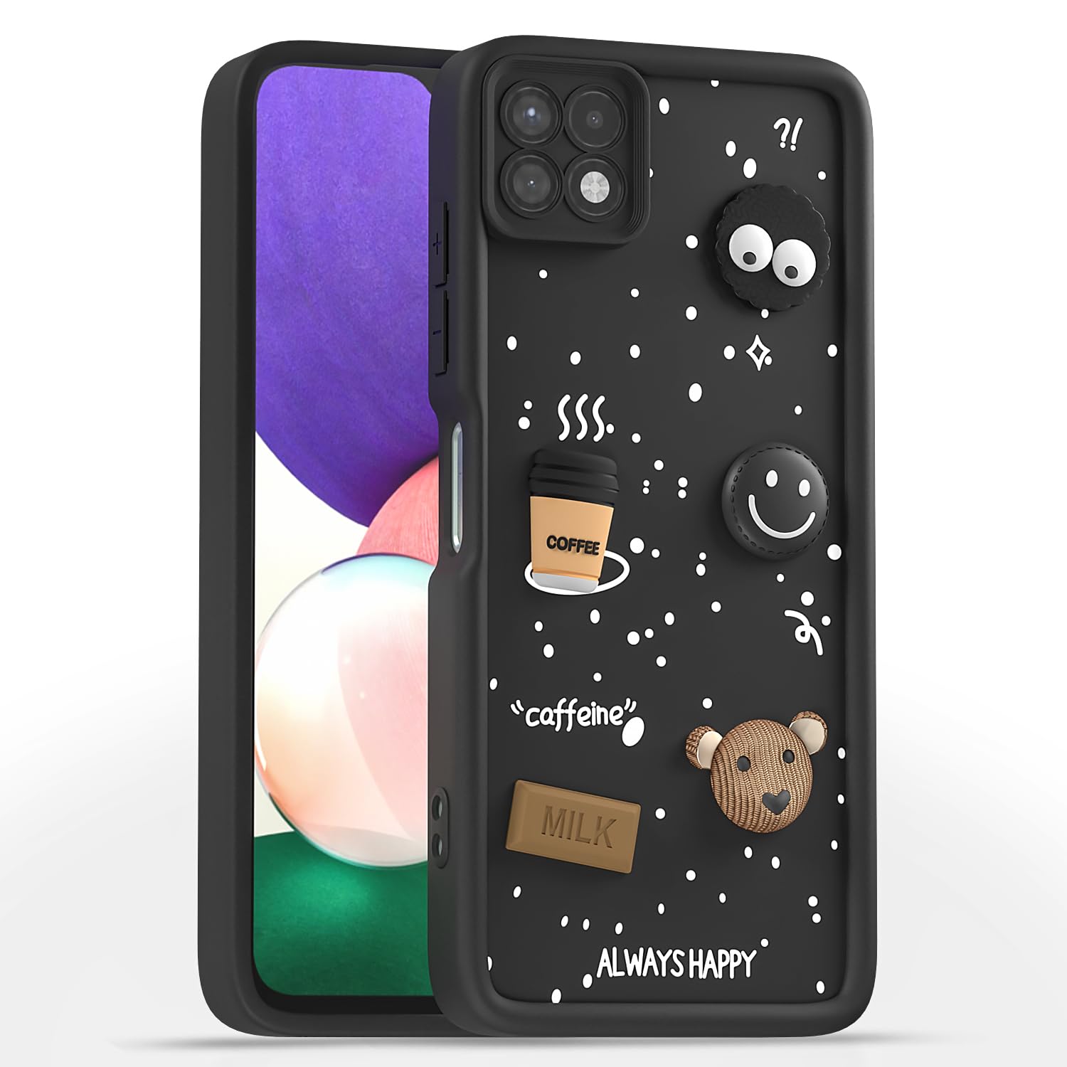 Black Silicone back cover for Samsung A22 5G/3D – Pikkme
