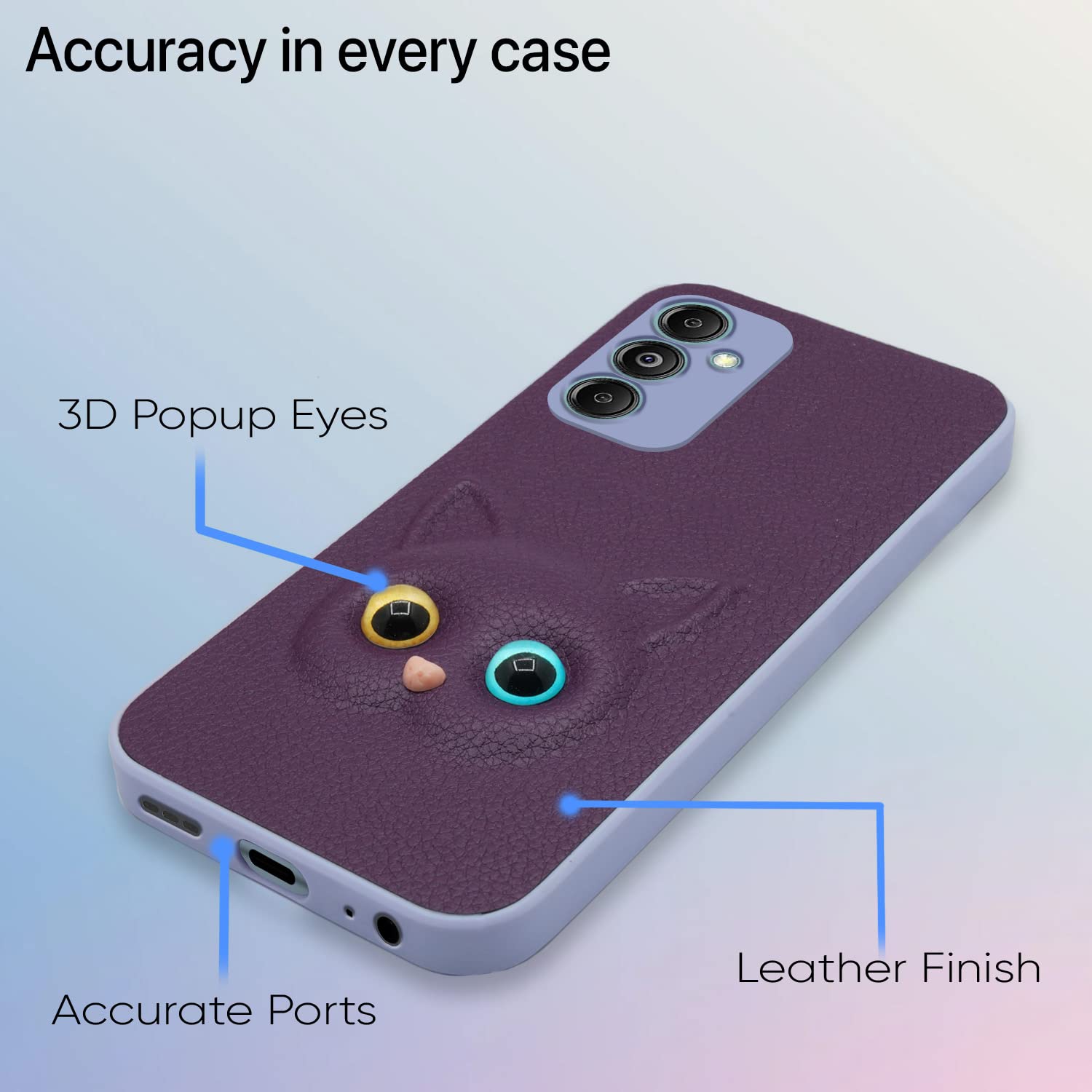 Pikkme Samsung Galaxy M14 5G Cat Case | Purple