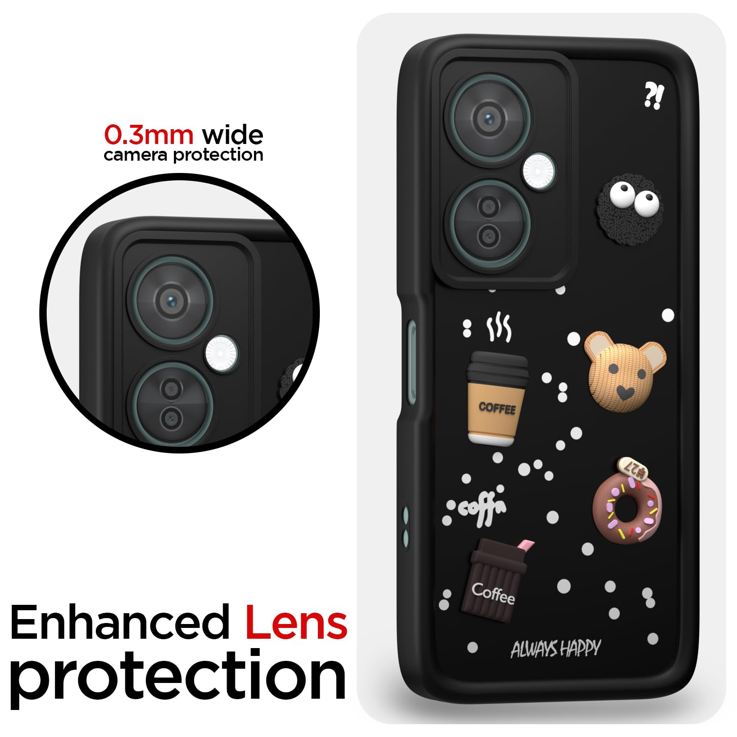 Pikkme OnePlus Nord CE 3 Lite 5G / OnePlus Nord N30 5G  Cute Fun Cartoon 3D Bear Coffee Back Cover (Black)