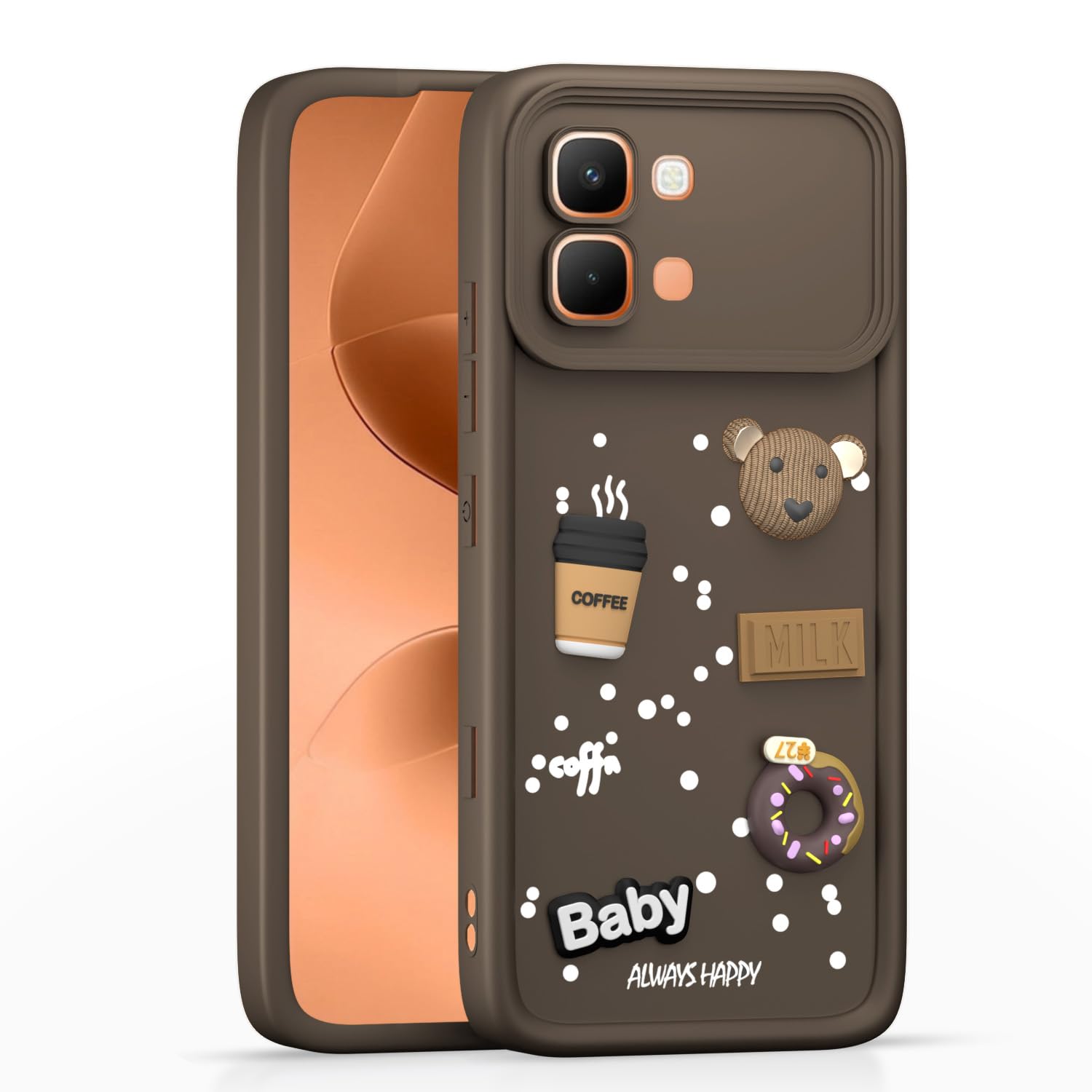 Pikkme brown mobile back cover for Infinix Note Edge 5G/3D