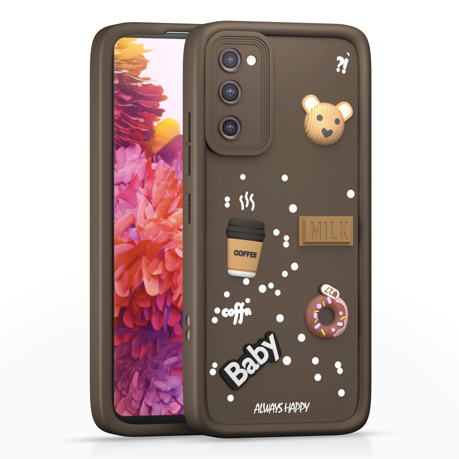 Pikkme Samsung Galaxy S20 FE 5G Cute Fun Cartoon 3D Bear Coffee Back Cover (Brown)