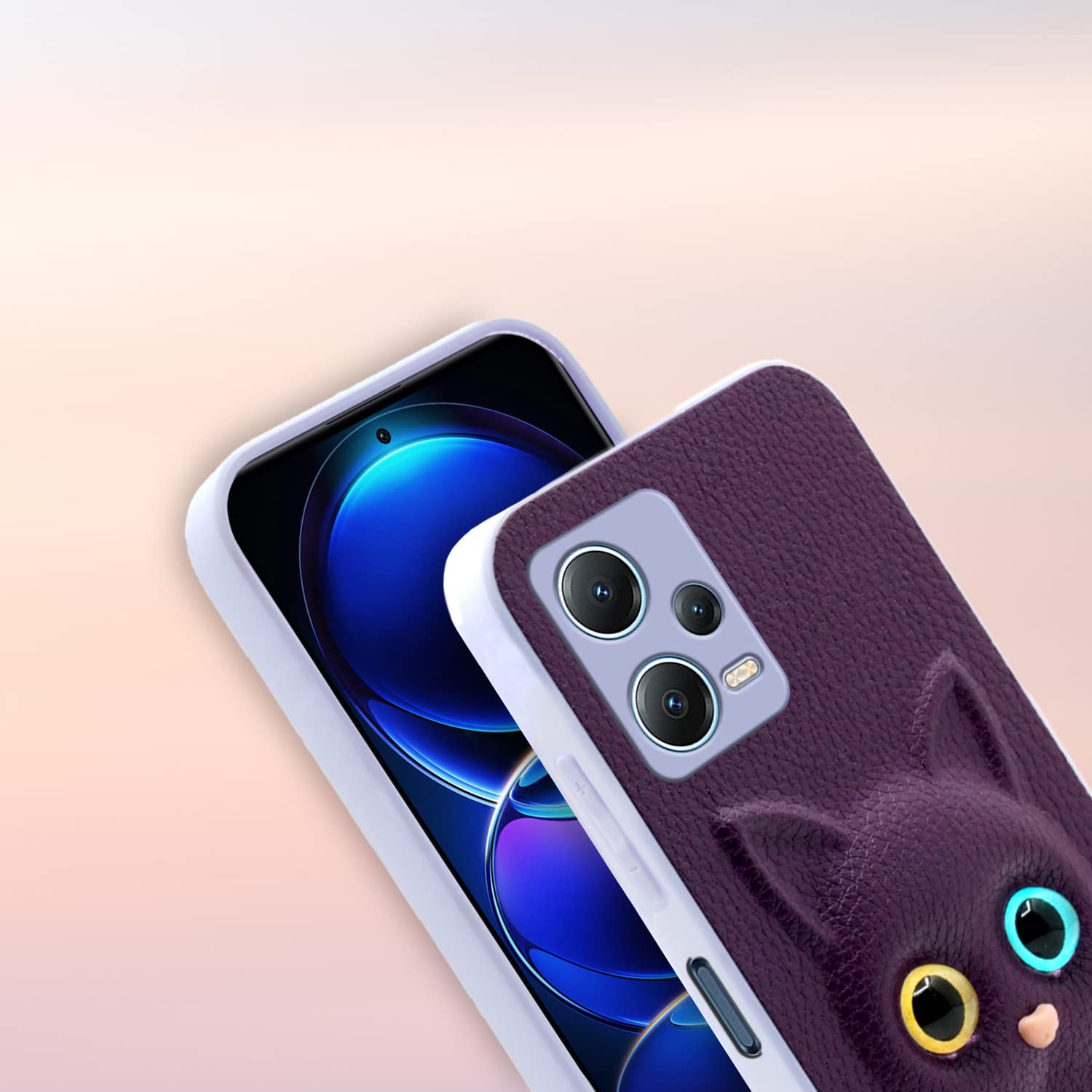 Pikkme Redmi Note 12 Pro 5G Kitty Back Cover (Purple)