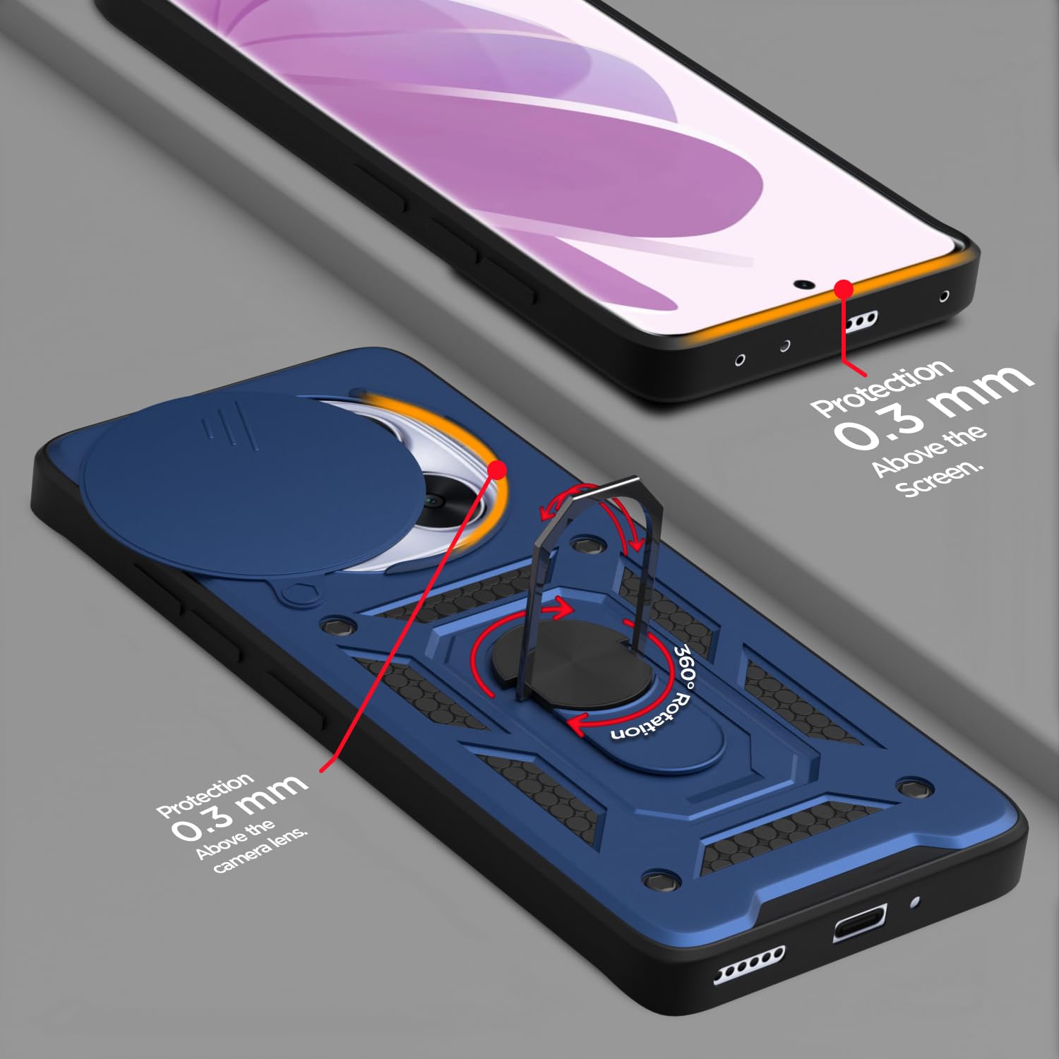 Pikkme blue D10 Camera Shield mobile back cover for Redmi Note 14 Pro 5G – photo 4