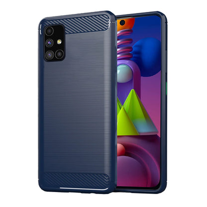  Samsung Galaxy M51 Hybrid Carbon Fiber Back Cover - Blue 