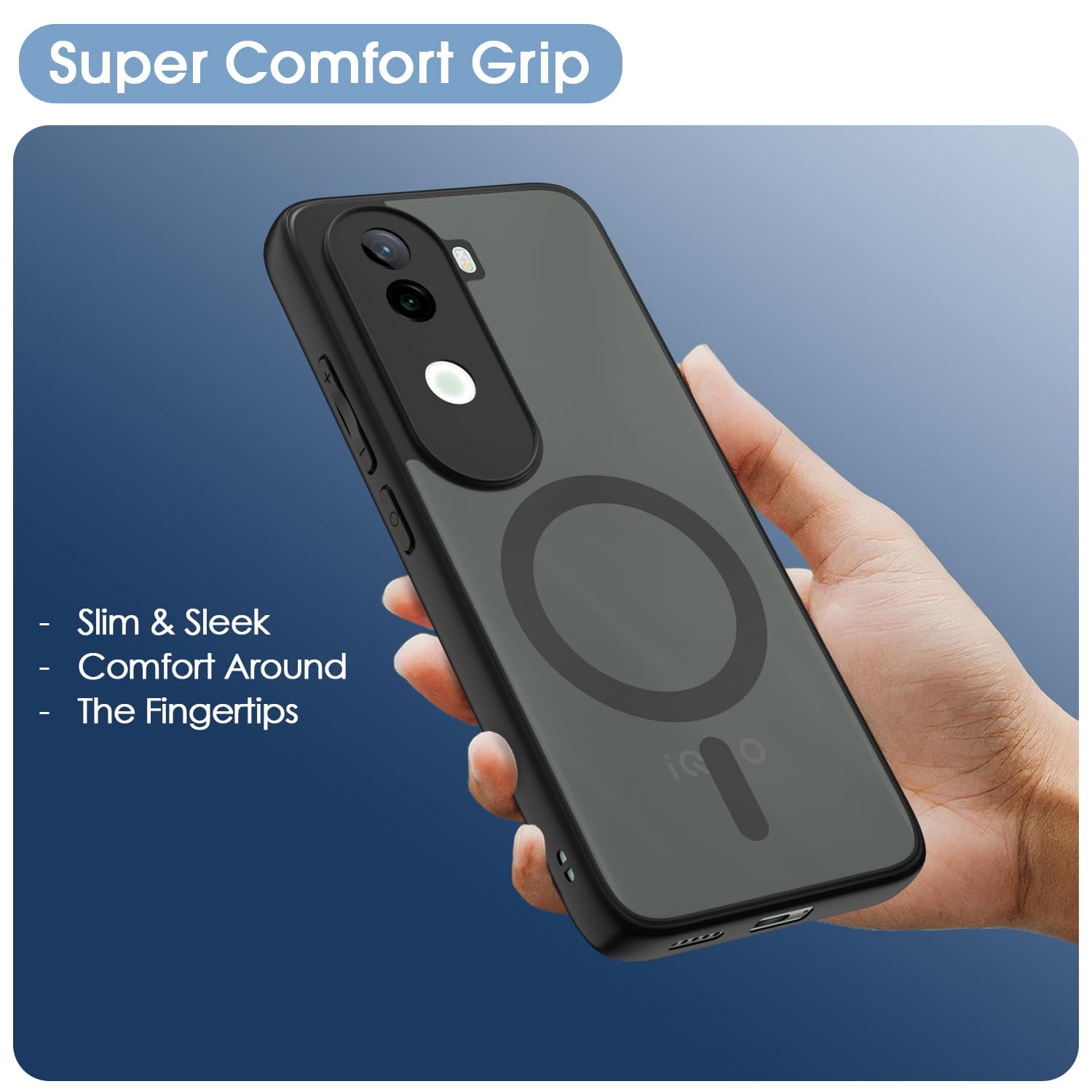 Vivo V40e/iQOO Z9s 5G mobile back cover in black smoke mag-safe by Pikkme – photo 6