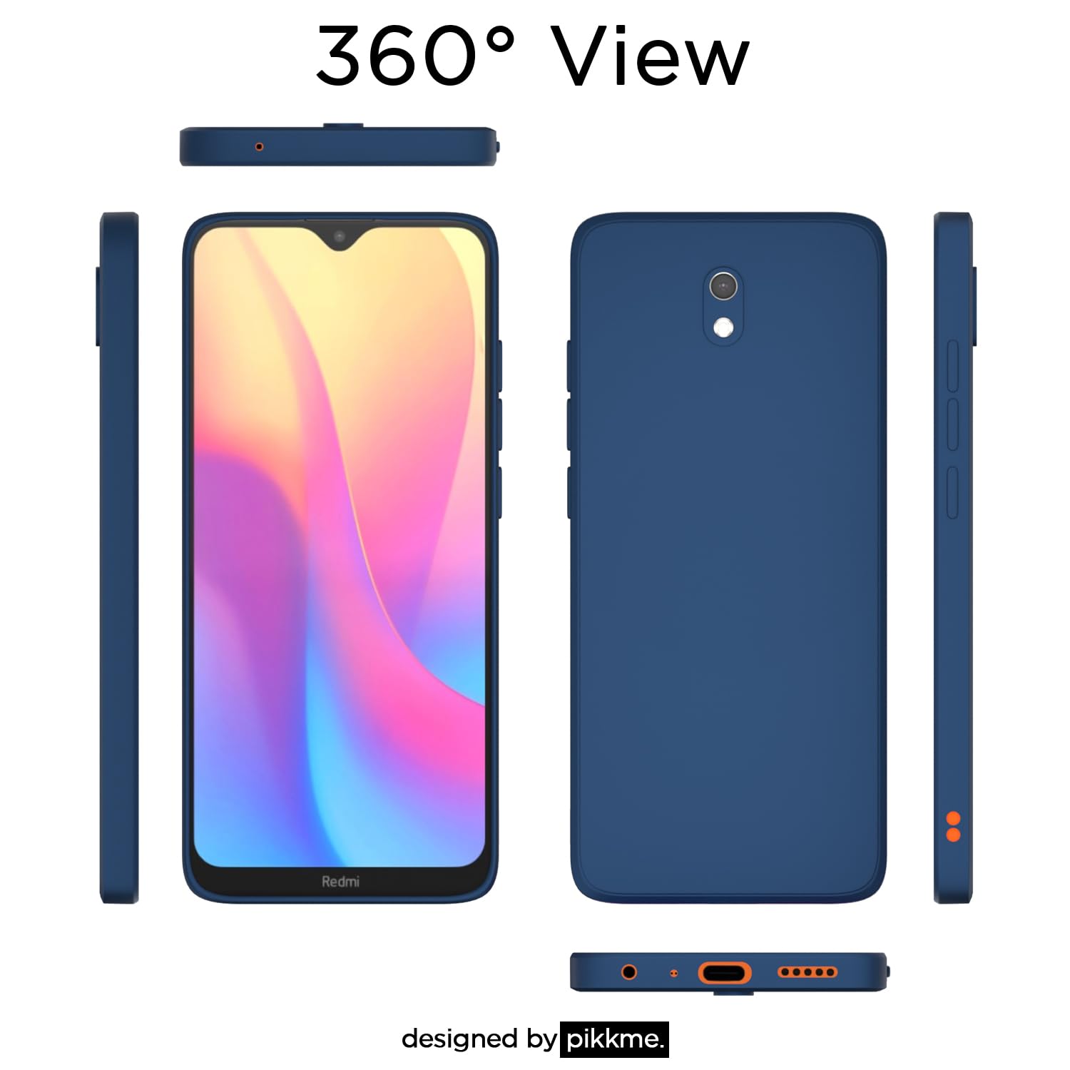 Pikkme  Redmi 8A Soft Matte Silicone Shockproof Case (Blue)