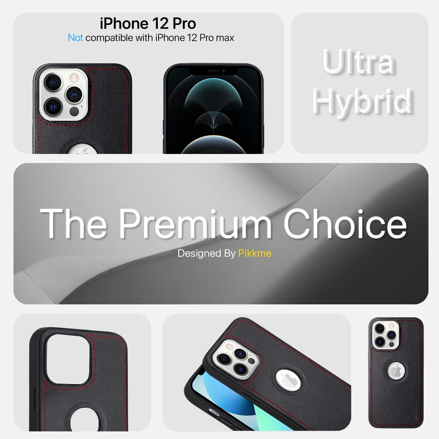 Pikkme iPhone 12 Pro Luxe Series | Velvet Cloth Inside PU Leather Back Case (Black)