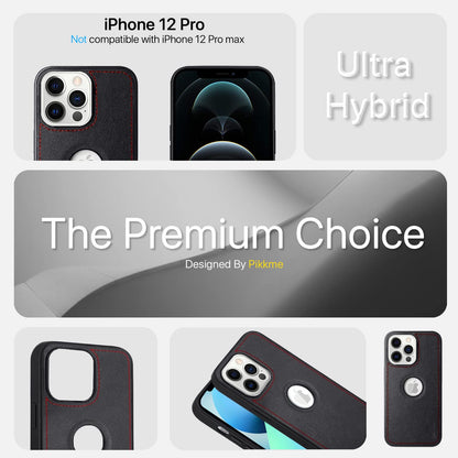Pikkme iPhone 12 Pro Luxe Series | Velvet Cloth Inside PU Leather Back Case (Black)