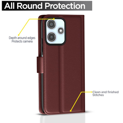 Redmi 12/Poco M6 Pro 5G wallet flip cover in brown by Pikkme – photo 4