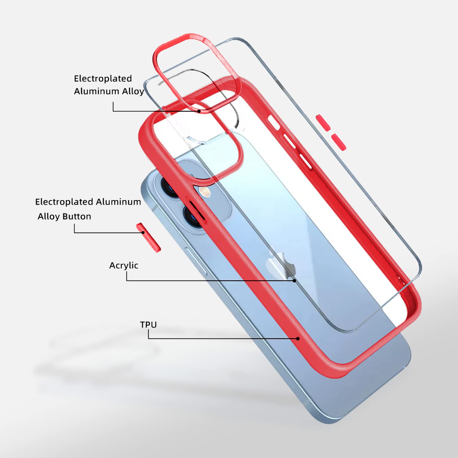 Pikkme iPhone 11 Electroplated Crome Metal Ring Back Cover (Red)