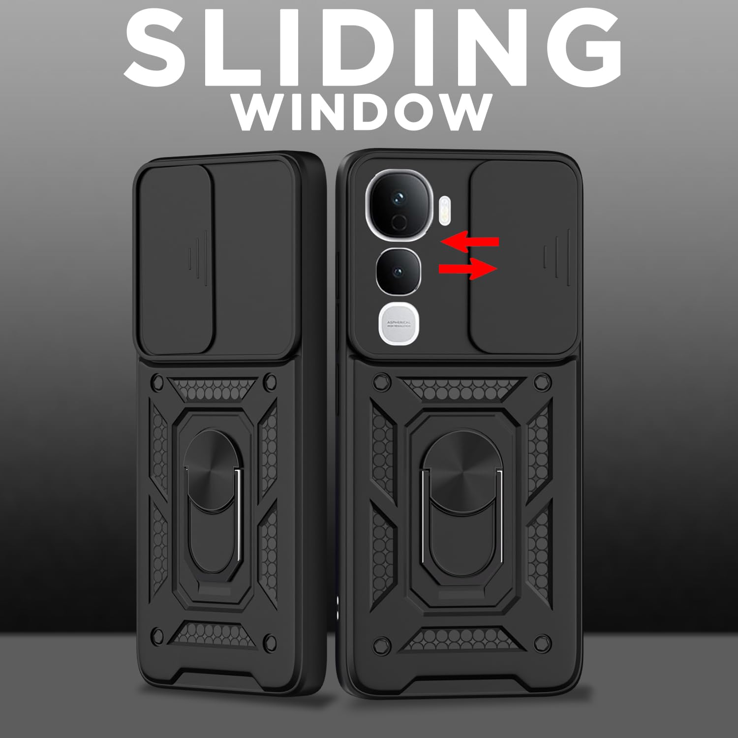 Pikkme Vivo Y400 Pro 5G D10 Tough Armor Back Cover (Black)