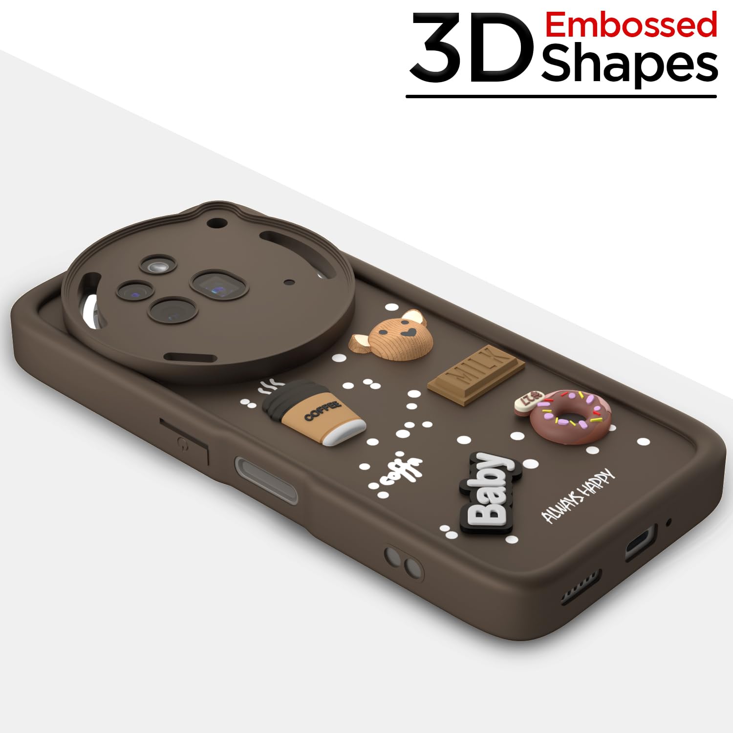 Nothing Phone 3a Pro 5G/3D Silicone phone cover in brown by Pikkme – photo 3
