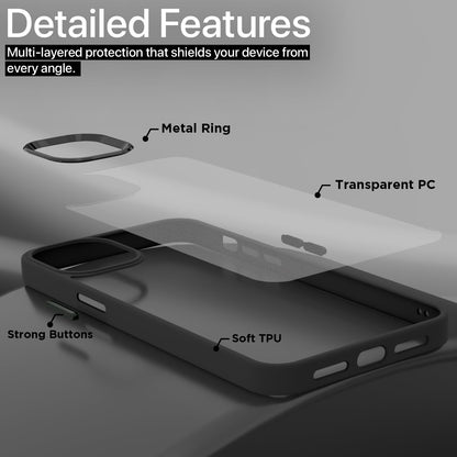 Pikkme iPhone 11 Electroplated Crome Metal Ring Back Cover (Black)