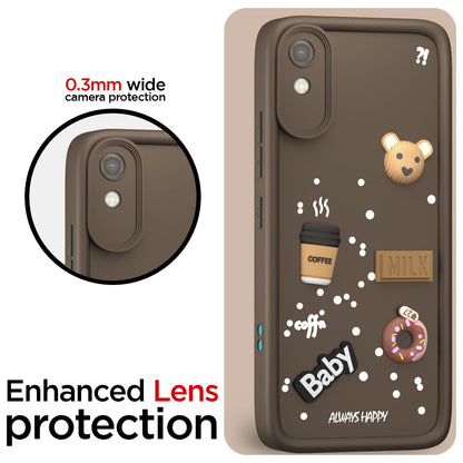 Pikkme Redmi 9A / 9i / 9A Sport Cute Fun Cartoon 3D Bear Coffee Back Cover (Brown)