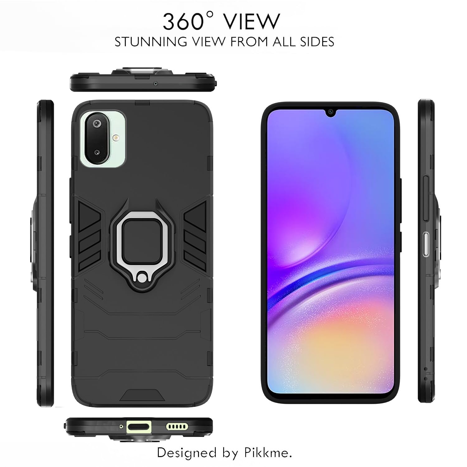 Pikkme Samsung Galaxy F06 5G / M06 5G D5 Tough Armor Back Cover (Black)