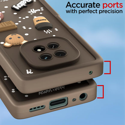 Pikkme  Realme C63 5G  Cute Fun Cartoon 3D Bear Coffee Back Cover (Brown)
