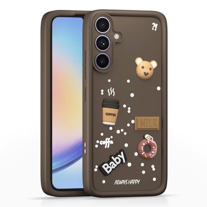 Pikkme Samsung Galaxy A34 5G Cute Fun Cartoon 3D Bear Coffee Back cover (Brown)
