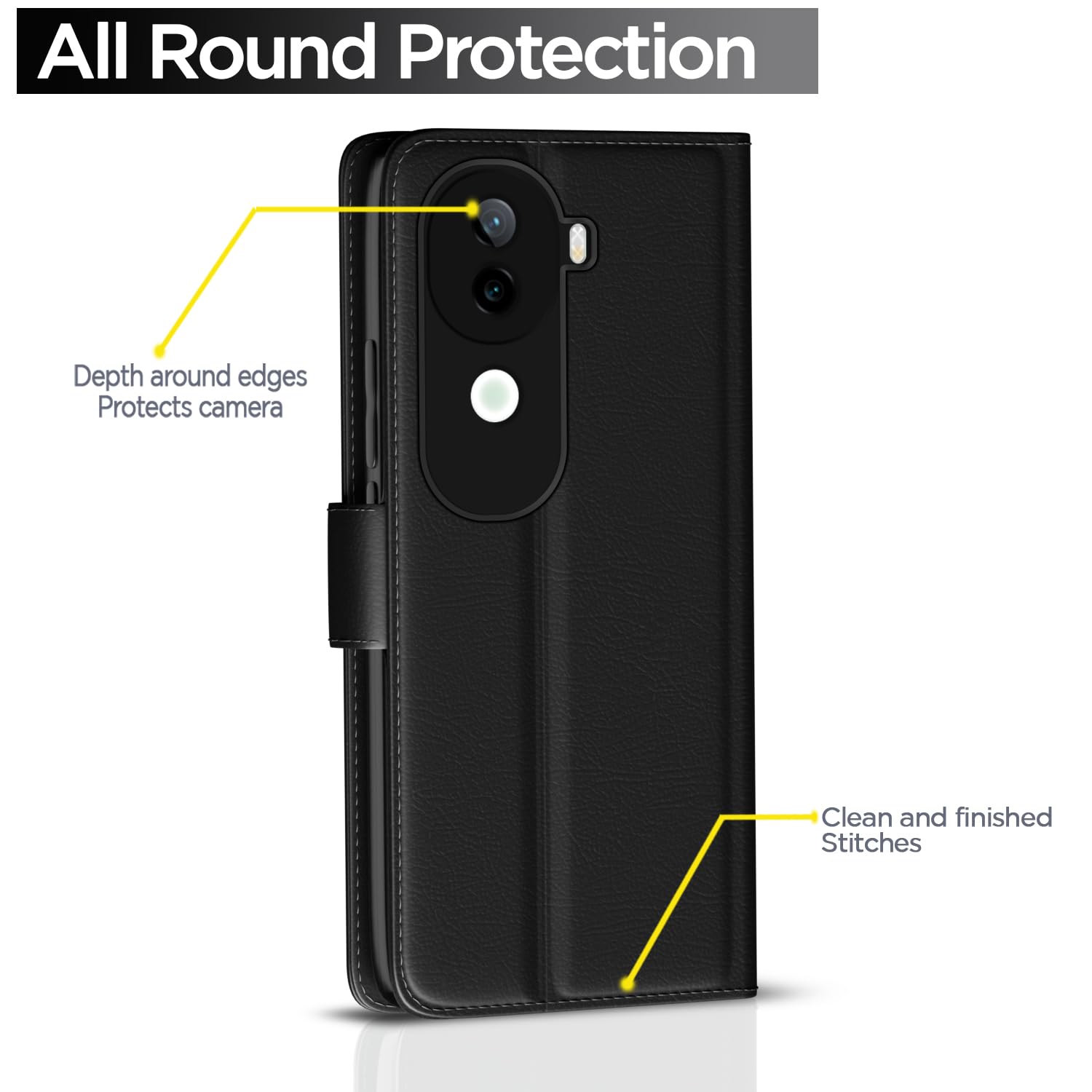 Black Wallet flip cover for Vivo V40e/iQOO Z9s 5G – Pikkme – photo 4