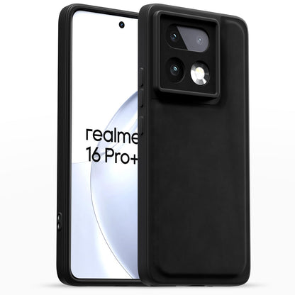 Pikkme black Leather back cover for Realme 16 Pro Plus 5G