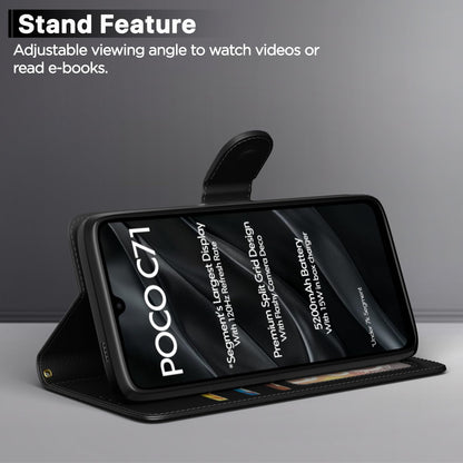 Pikkme black Wallet wallet flip cover for Poco C71/Redmi A5 – photo 3