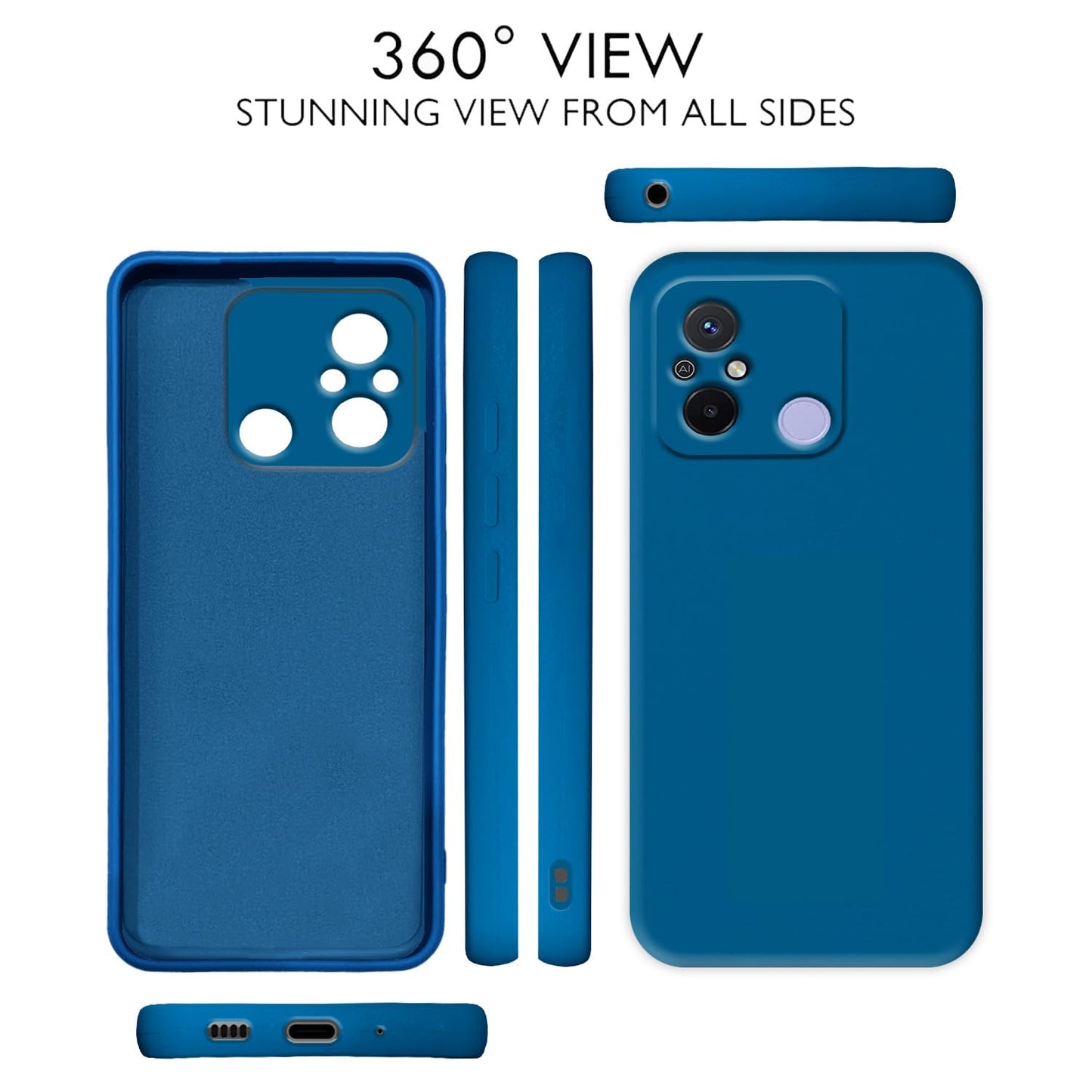 Pikkme Redmi 12C Soft Silicone Case with Camera Bumper Protection | Blue