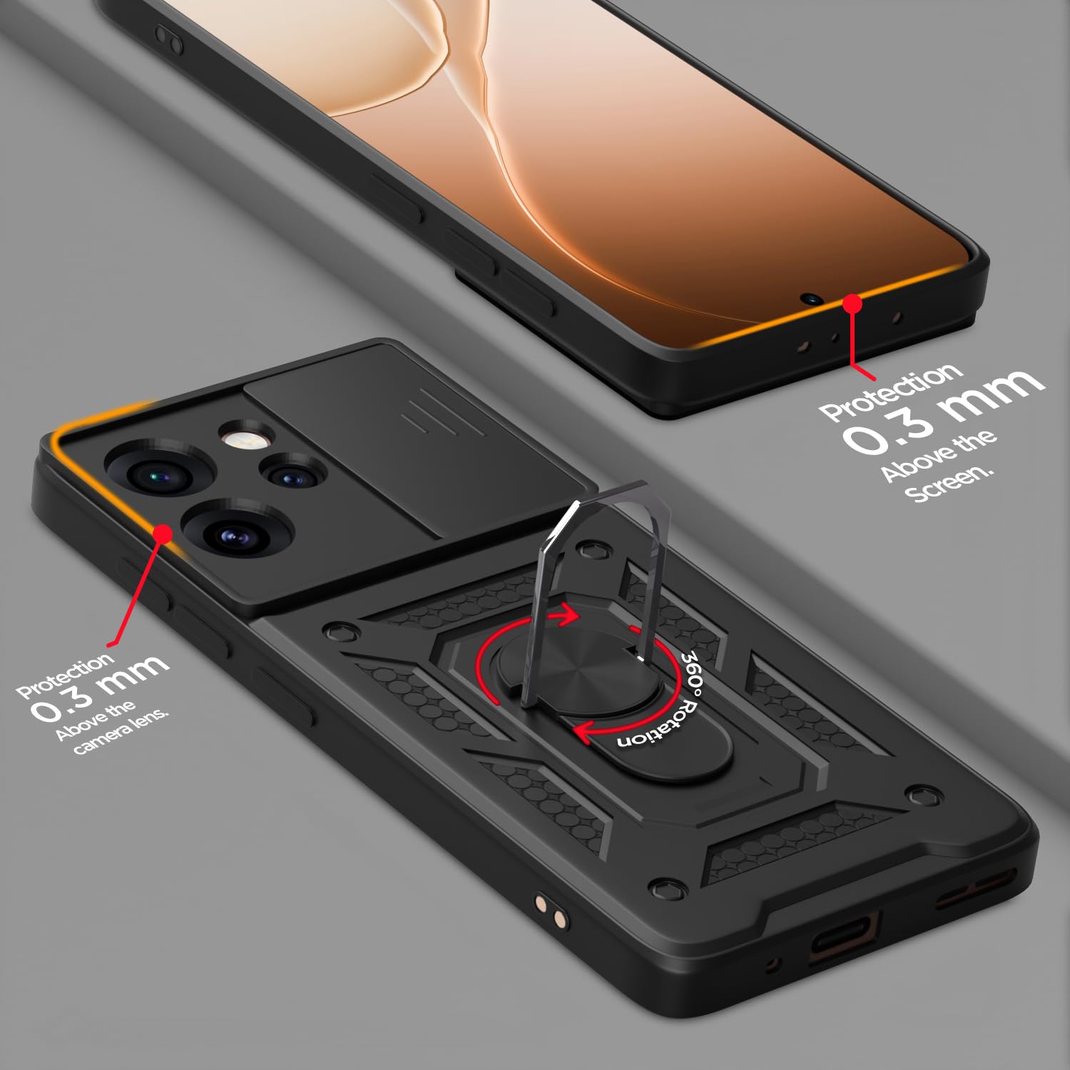 Black D10 Camera Shield mobile back cover for Oppo Reno 15 Pro Mini 5G/360 – Pikkme – photo 4