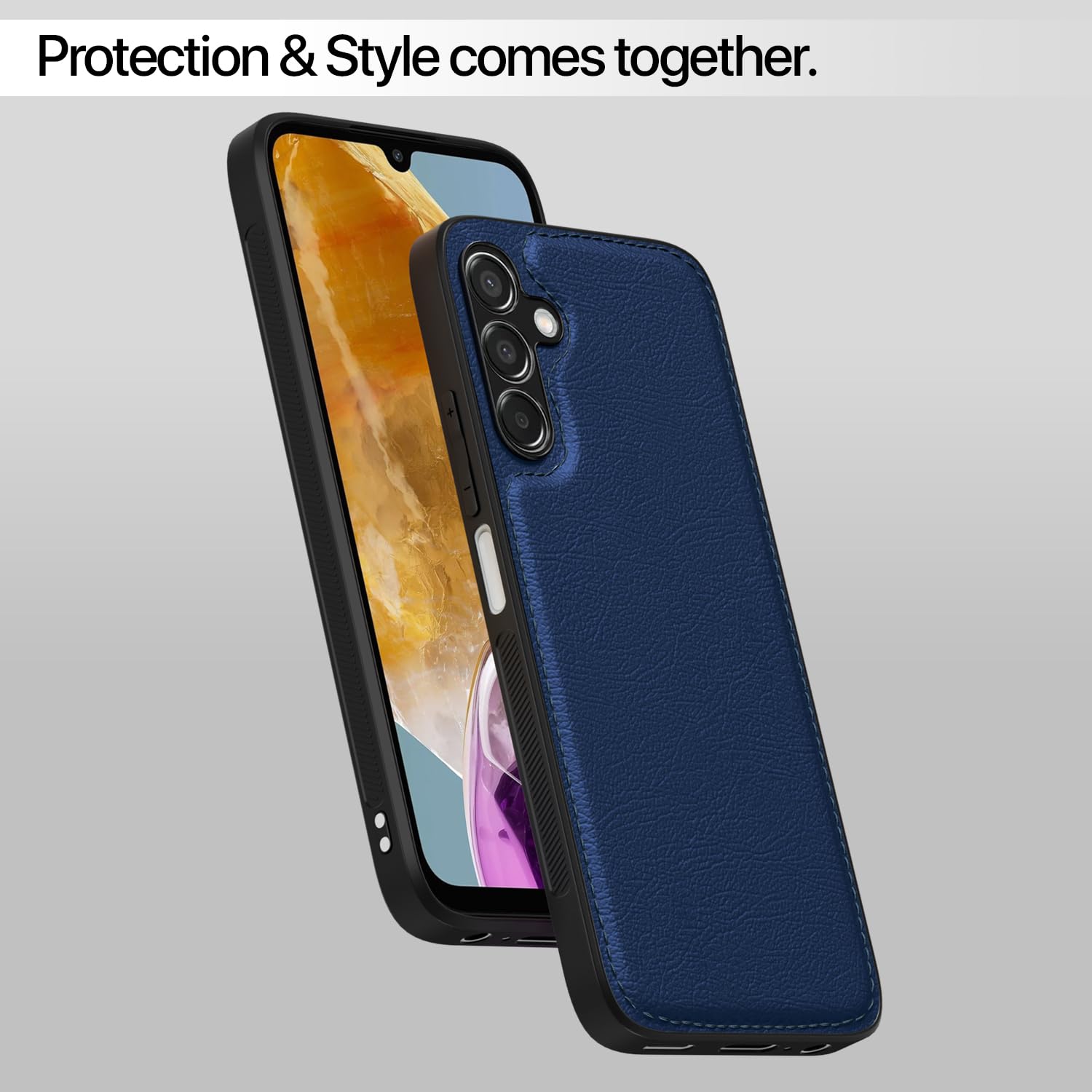 Pikkme Samsung Galaxy M15 / F15 / M15 5G Leatherback Back Case | Blue
