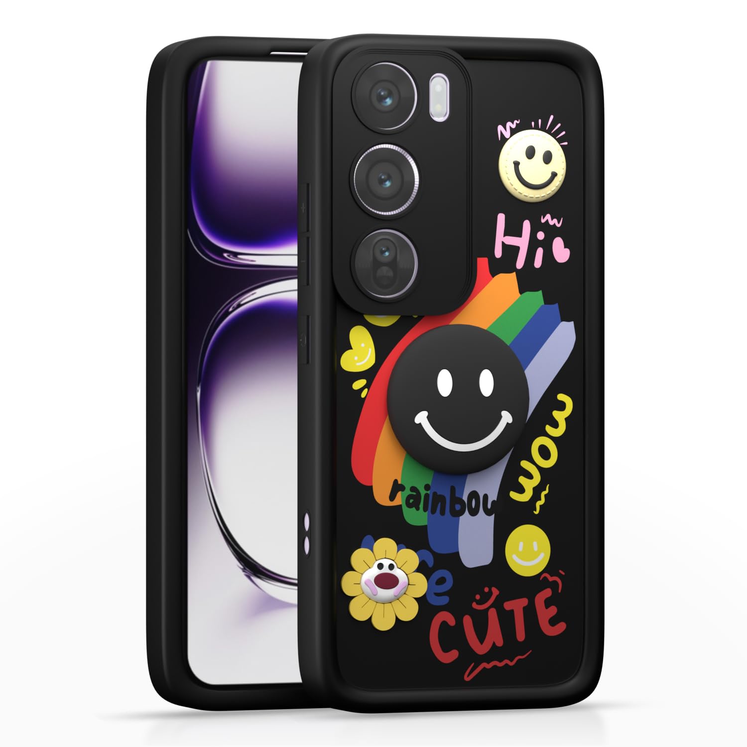 Pikkme black mobile cover for Oppo Reno 12 Pro 5G