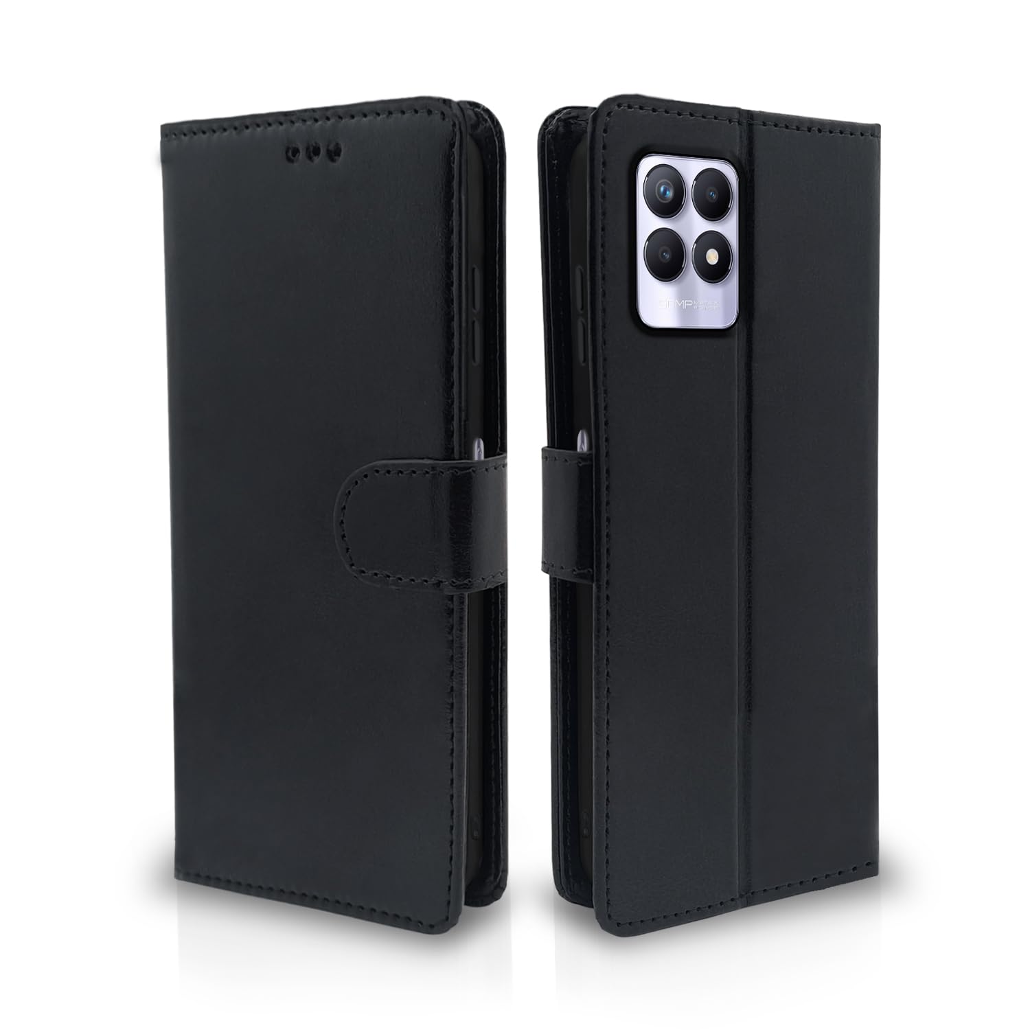 Realme Narzo 50/8i 4G Wallet wallet flip cover in black by Pikkme