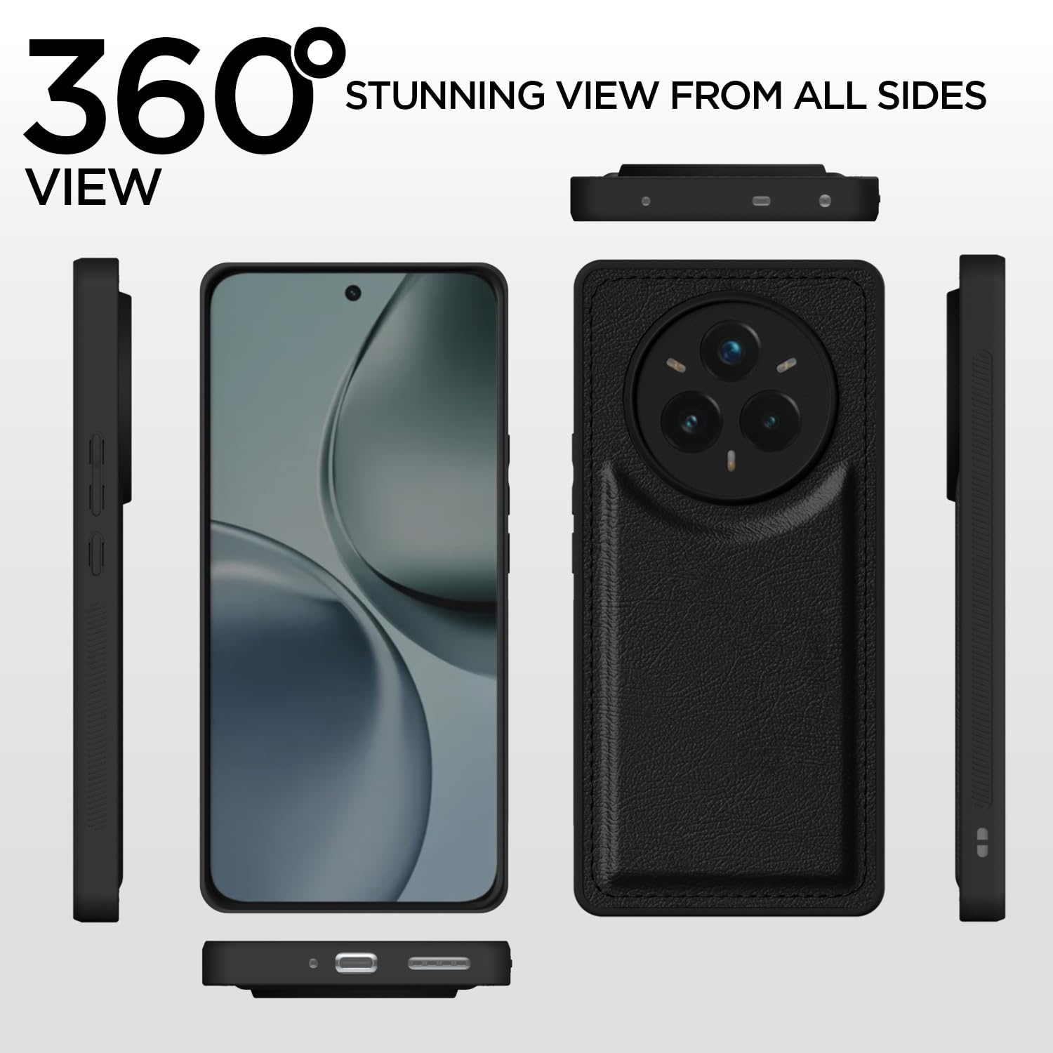Pikkme Realme 14 Pro Plus 5G Leatherback Back Case (Black)