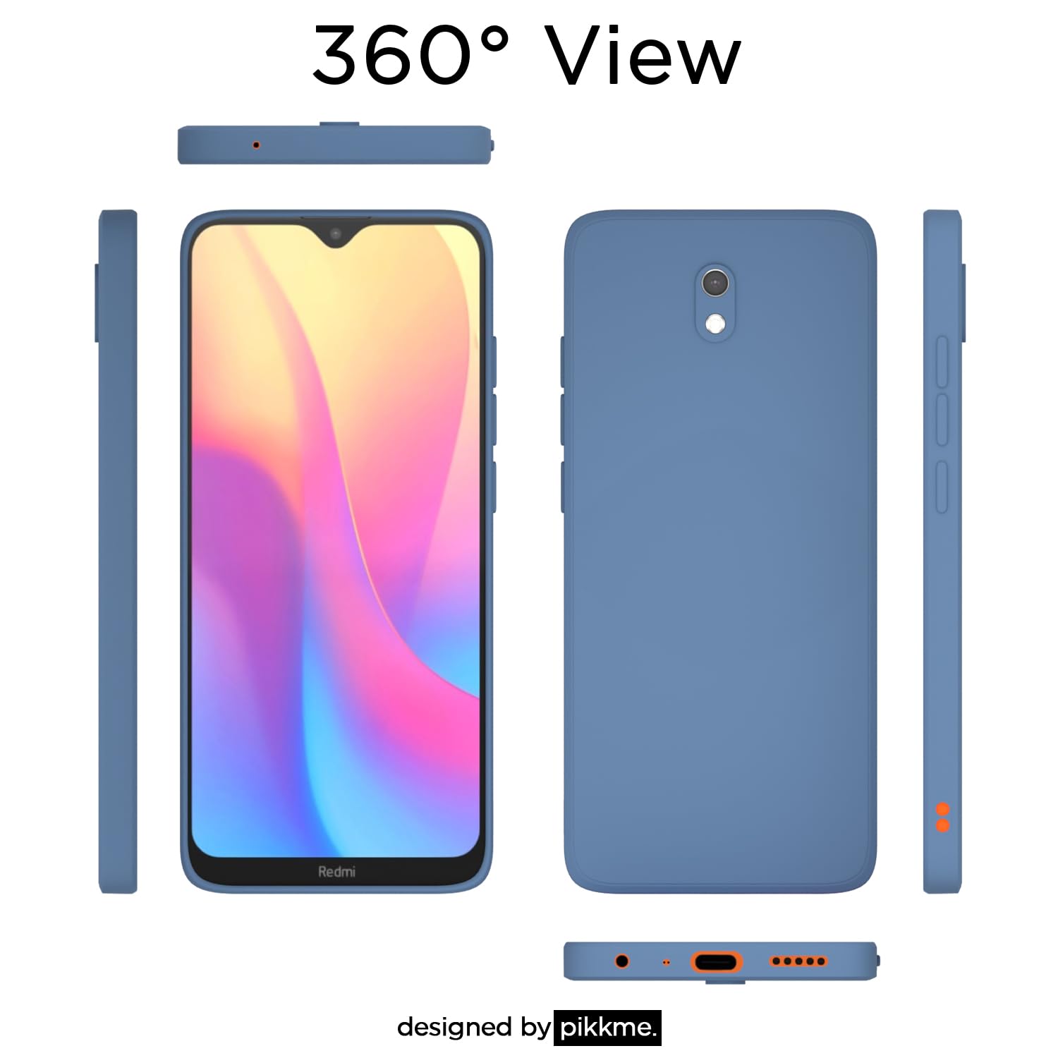 Pikkme  Redmi 8A Soft Matte Silicone Shockproof Case (Aqua Blue)