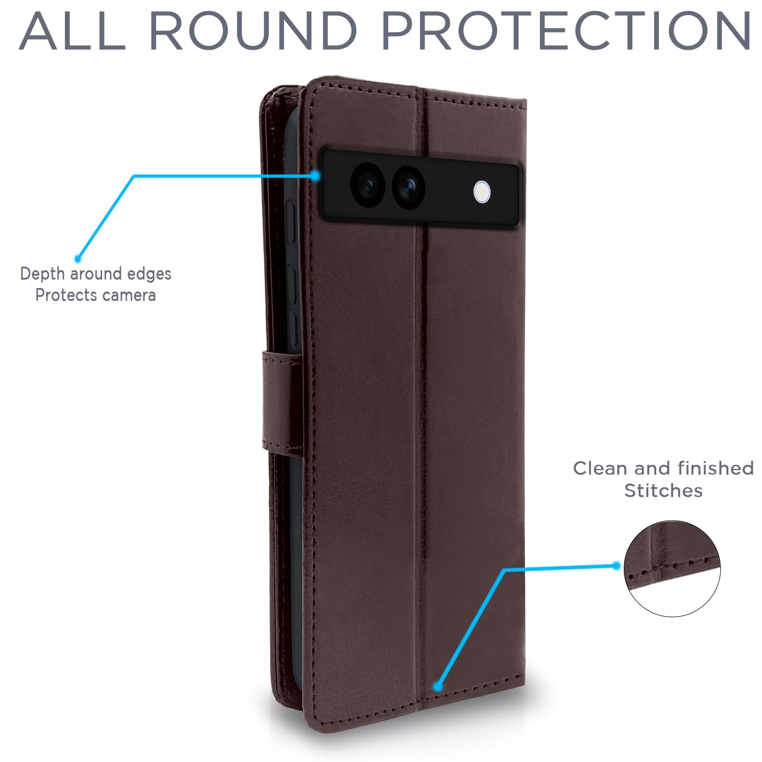 Pikkme Google Pixel 7A Vintage Flip Cover (Coffee)