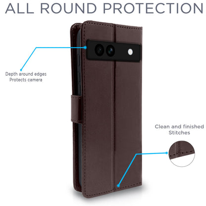 Pikkme Google Pixel 7A Vintage Flip Cover (Coffee)