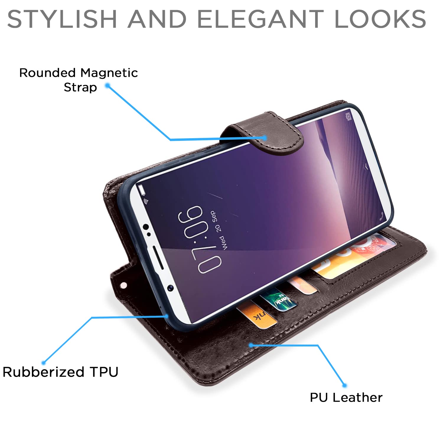 Vivo V7 Plus mobile flip cover in coffee by Pikkme – photo 3