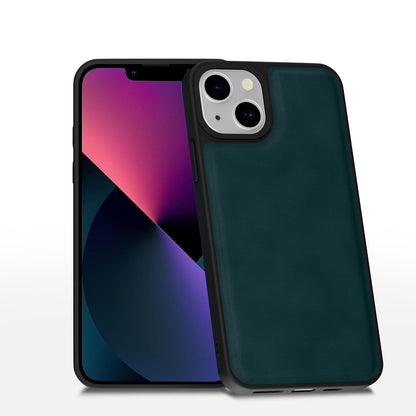 Pikkme green Leather mobile back cover for iPhone 13