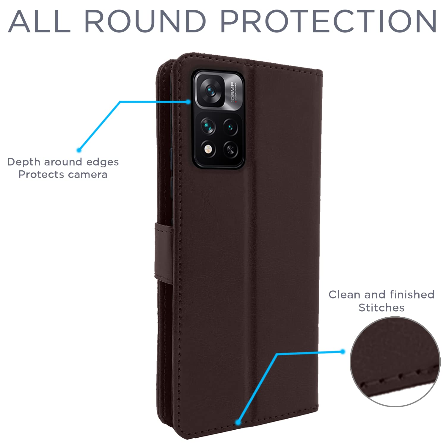 Pikkme Mi 11i 5G / 11i HyperCharge 5G Vintage Flip Case  (Coffee)