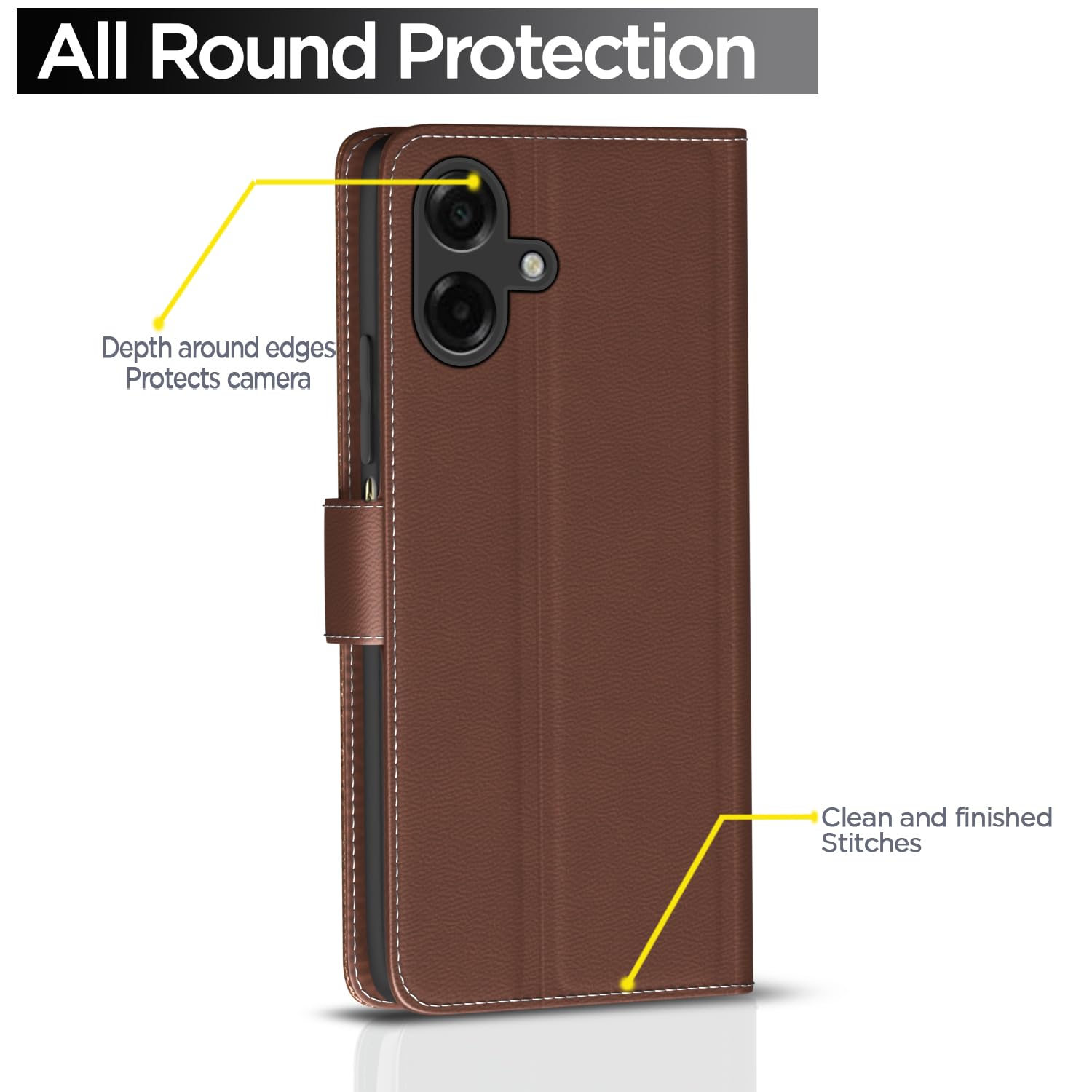Tan Wallet mobile flip cover for Samsung F70e 5G/M07/M17e/F07/A07/A07 5G – Pikkme – photo 4