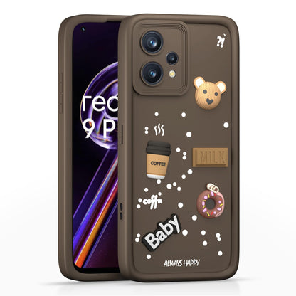 Pikkme Realme 9 4G / Realme 9 Pro Plus 5G Cute Fun Cartoon 3D Bear Coffee Back Cover (Brown)