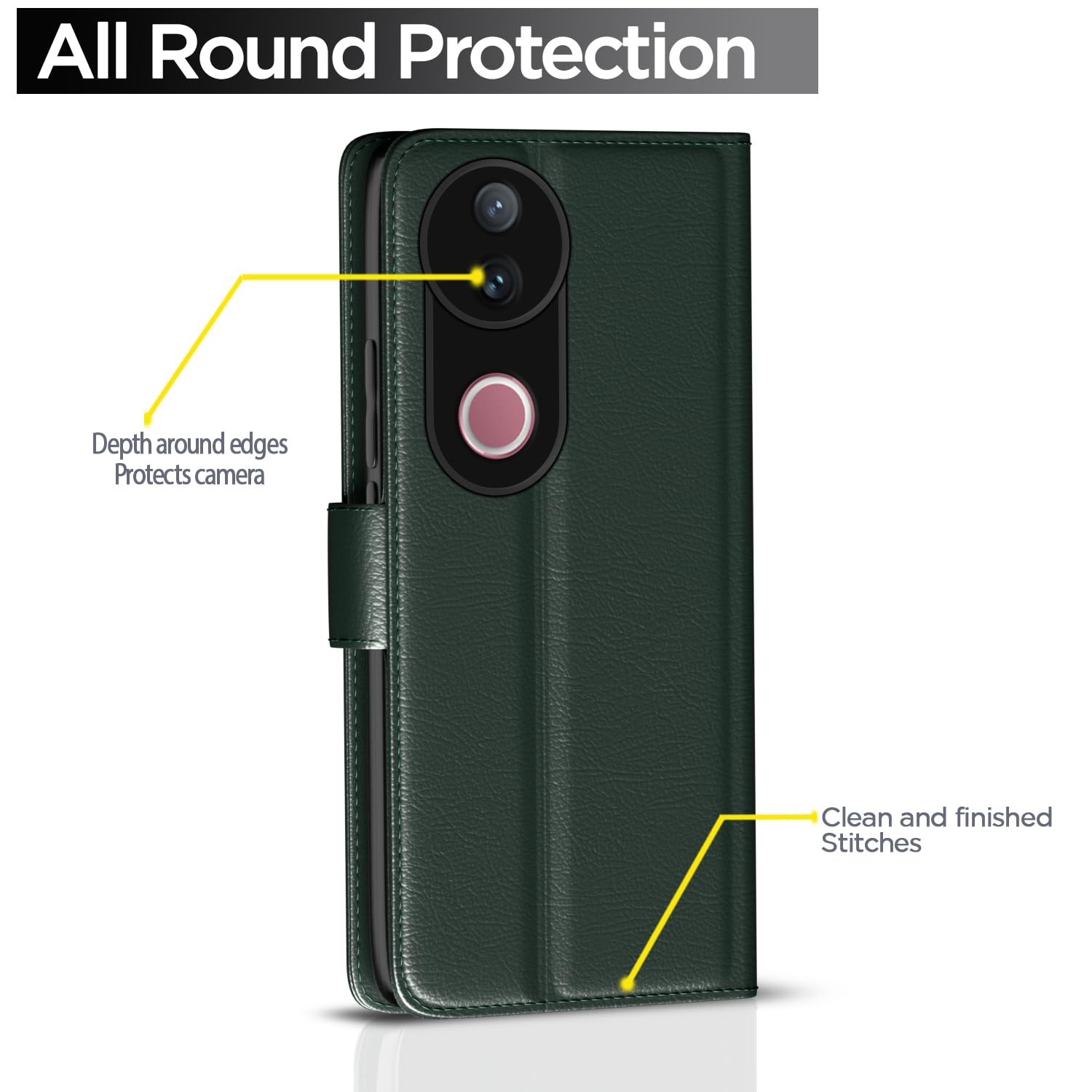 Pikkme Vivo V50 5G / V50e 5G Vintage Flip Cover (Green)