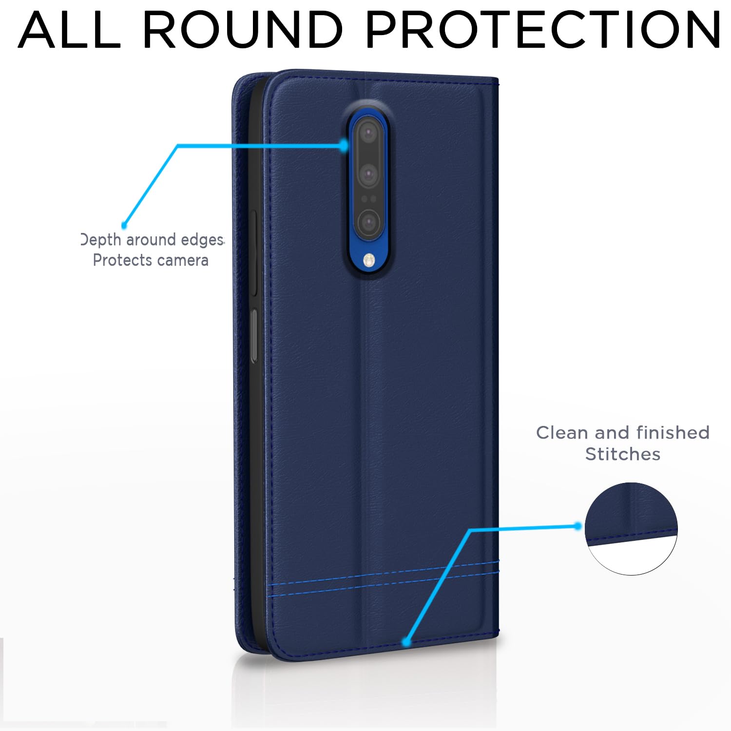 Pikkme blue Magnetic mobile flip cover for OnePlus 7 Pro – photo 4