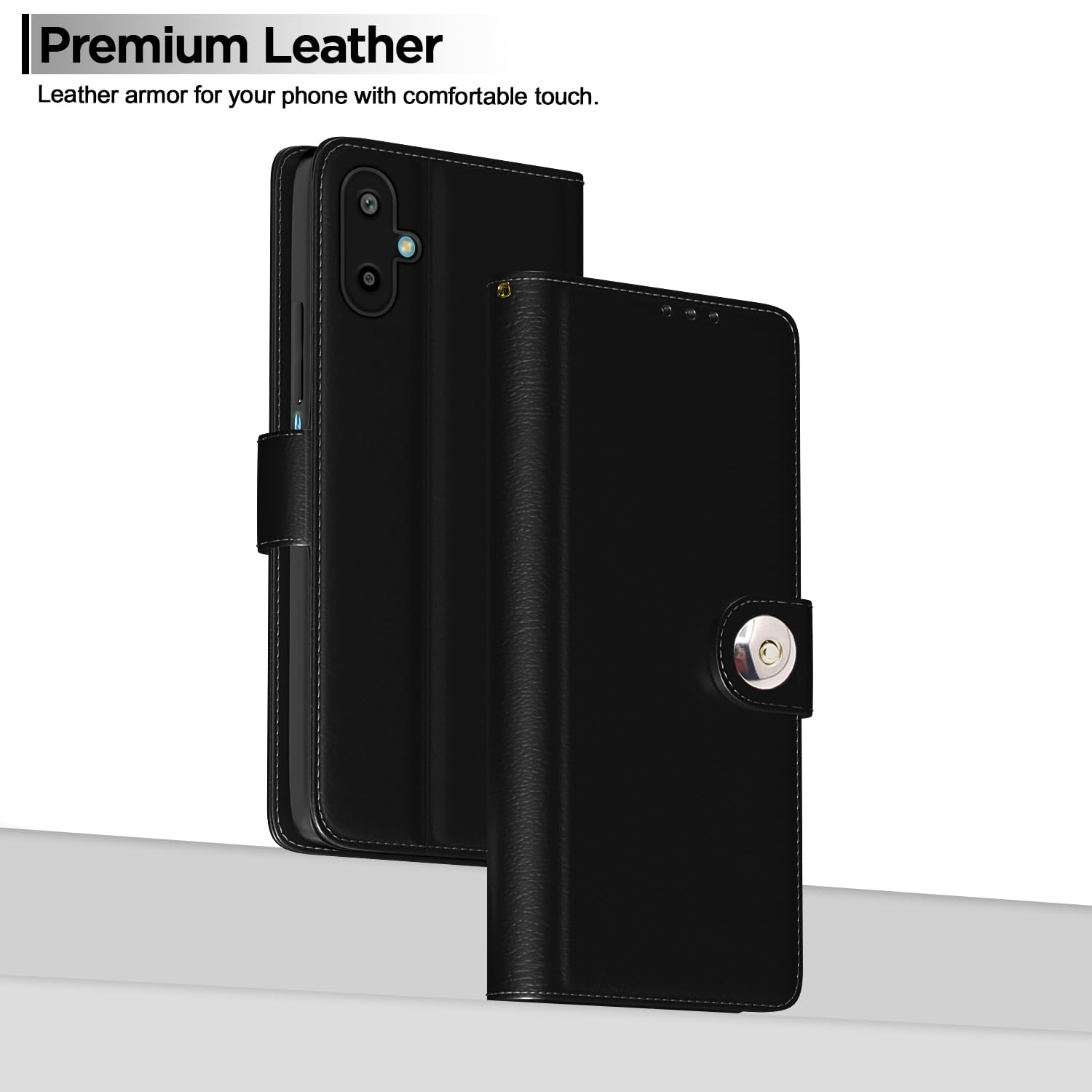 Samsung F06/M06 5G Button wallet flip cover in black by Pikkme – photo 2