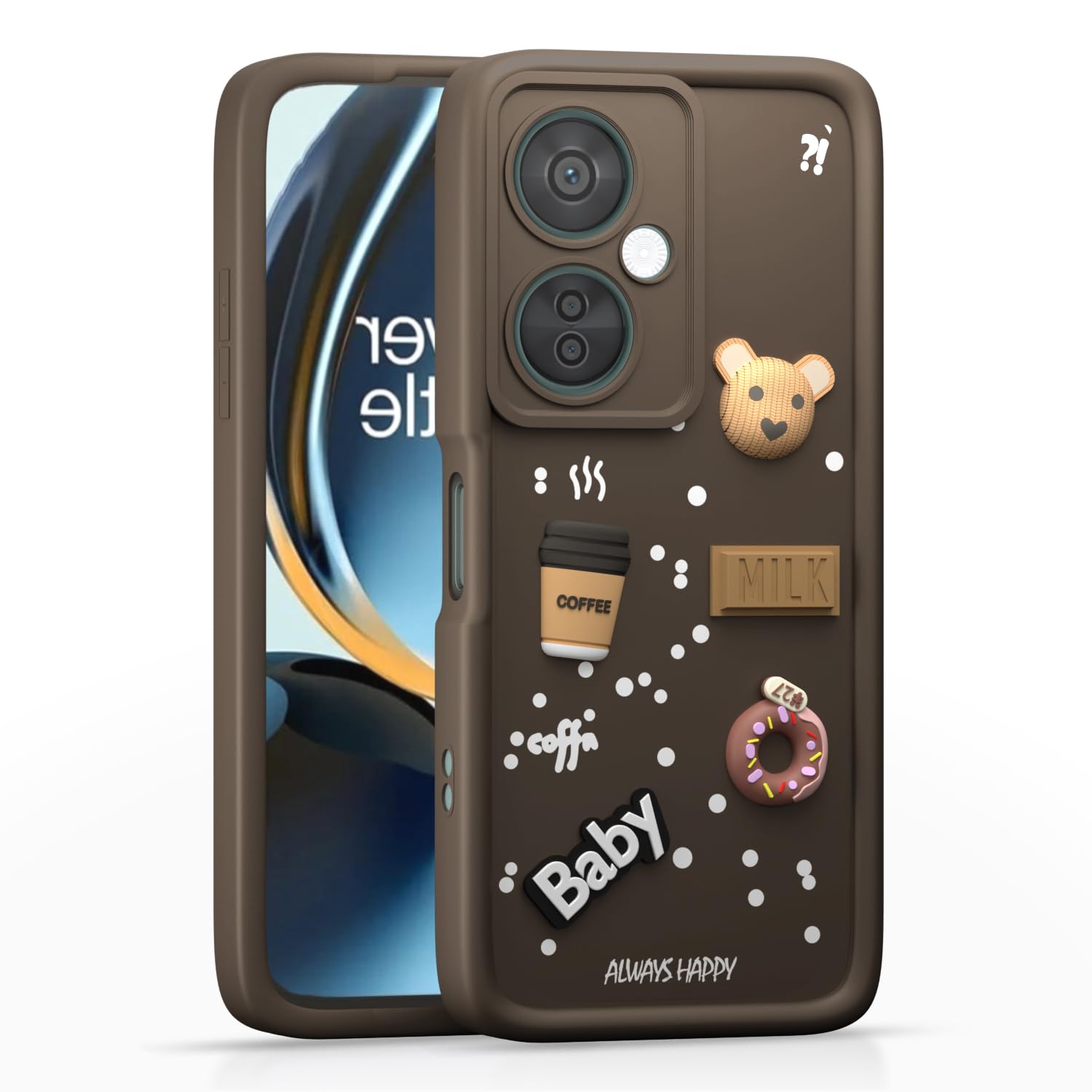 Pikkme OnePlus Nord CE 3 Lite 5G / OnePlus Nord N30 5G  Cute Fun Cartoon 3D Bear Coffee Back Cover (Brown)