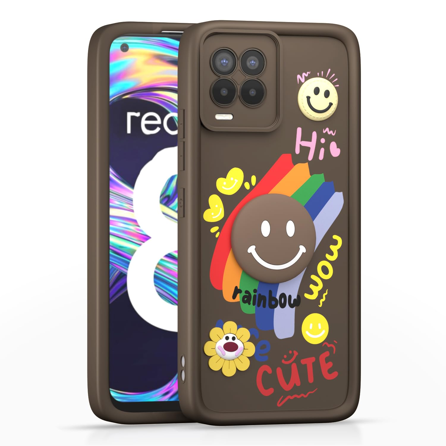 Pikkme Realme 9/8s/8/Narzo 30 5G Soft Silicone brown mobile back cover