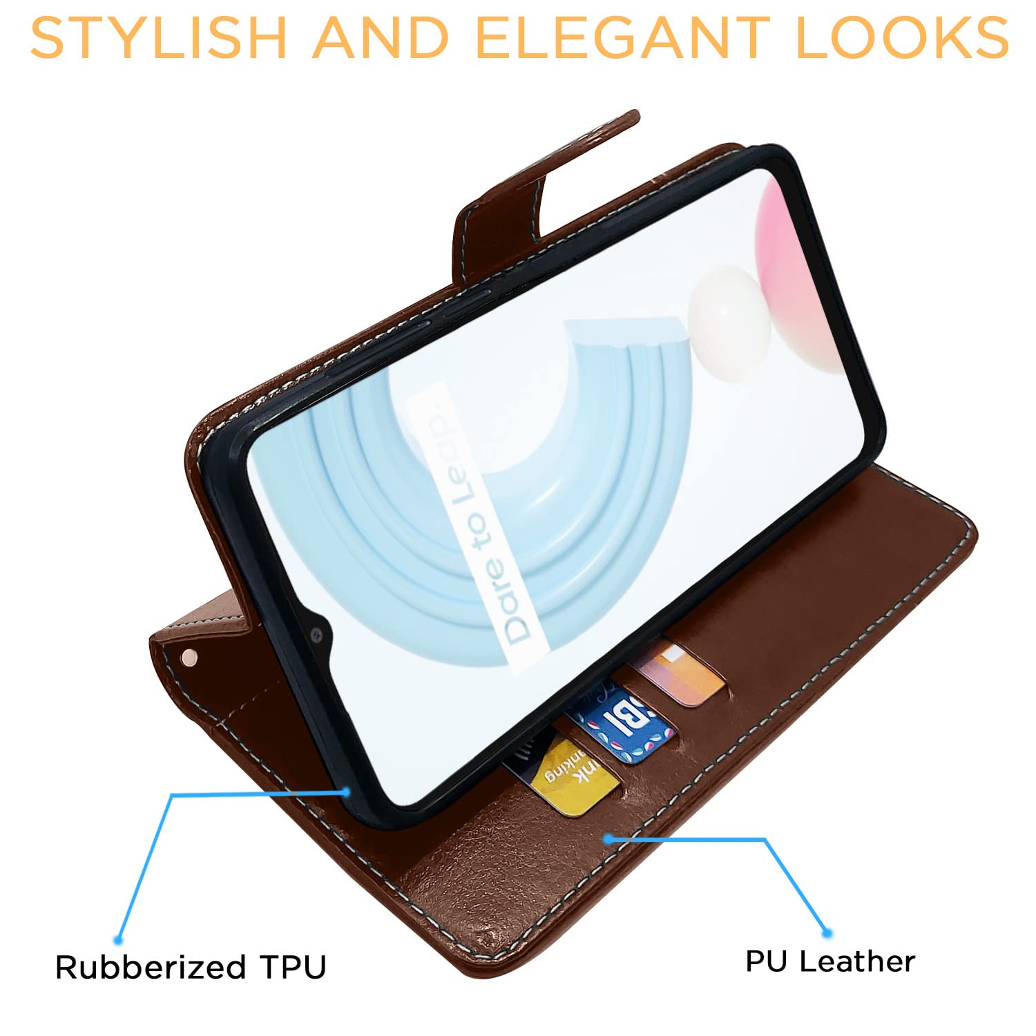 Pikkme Realme C21y Magnetic brown & coffee mobile flip cover – photo 5