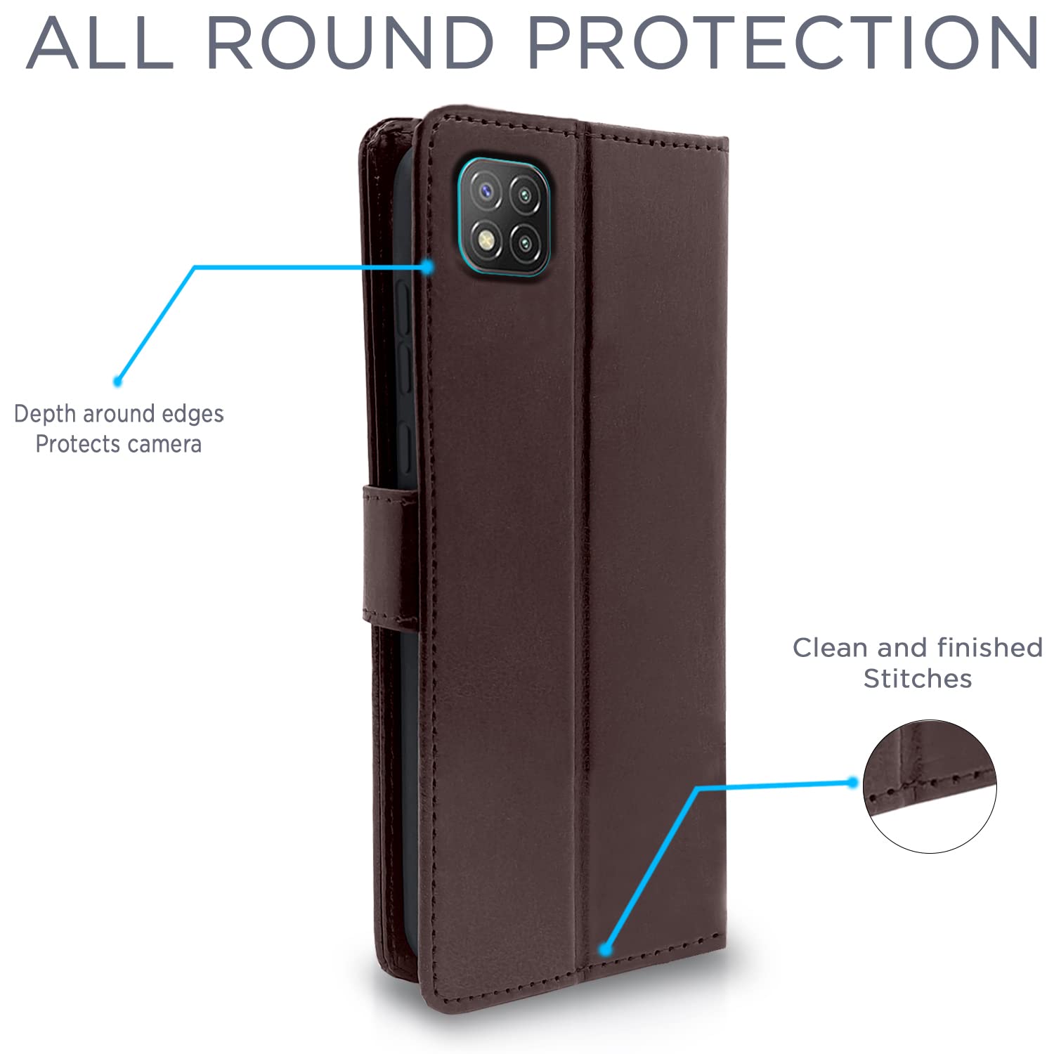 Pikkme Poco C3 Vintage Flip Cover (Coffee)