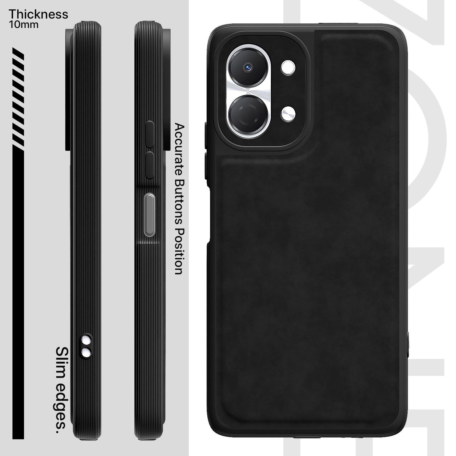 Black Leather back cover for Tecno Spark Go 3 – Pikkme – photo 3
