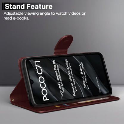 Poco C71/Redmi A5 flip cover in brown by Pikkme – photo 3