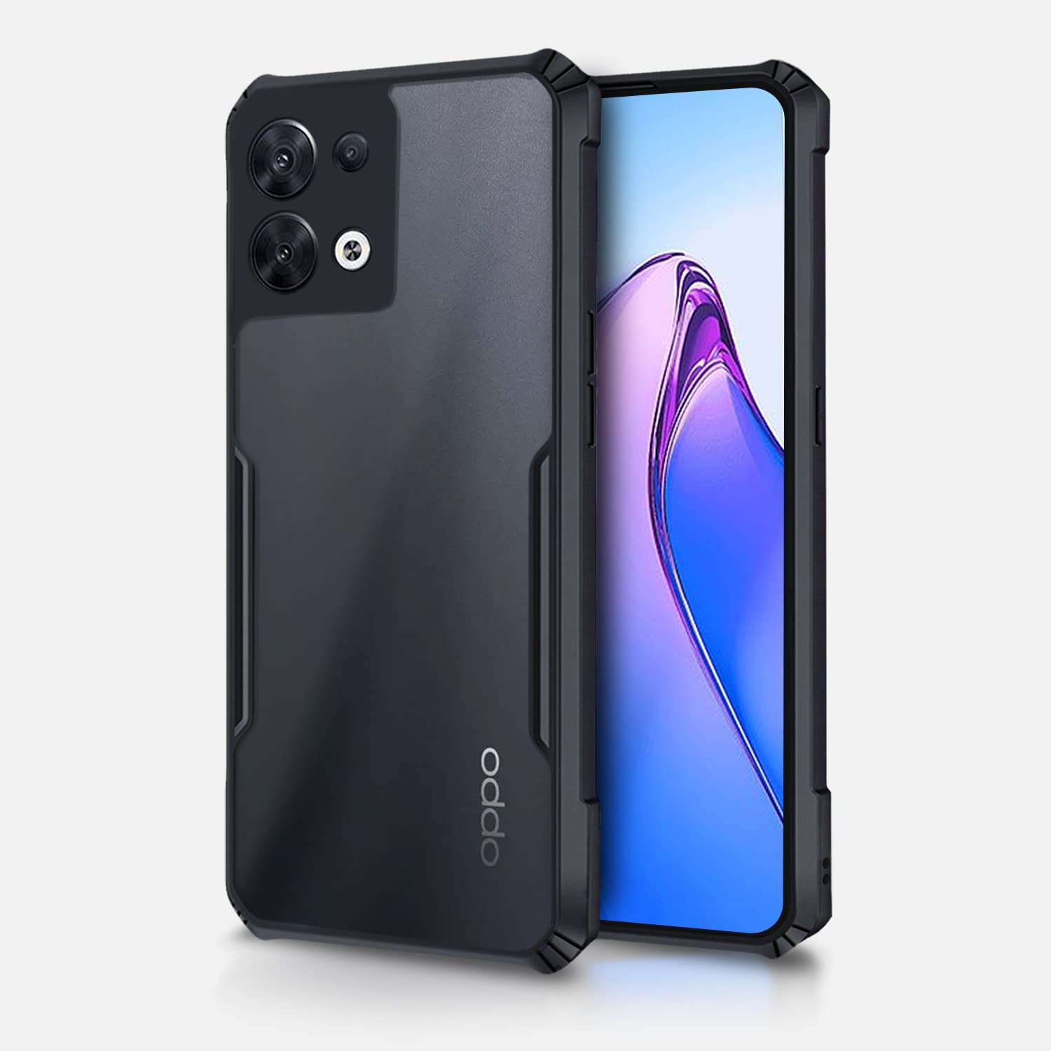 Oppo Reno 8 5G mobile back cover in black by Pikkme